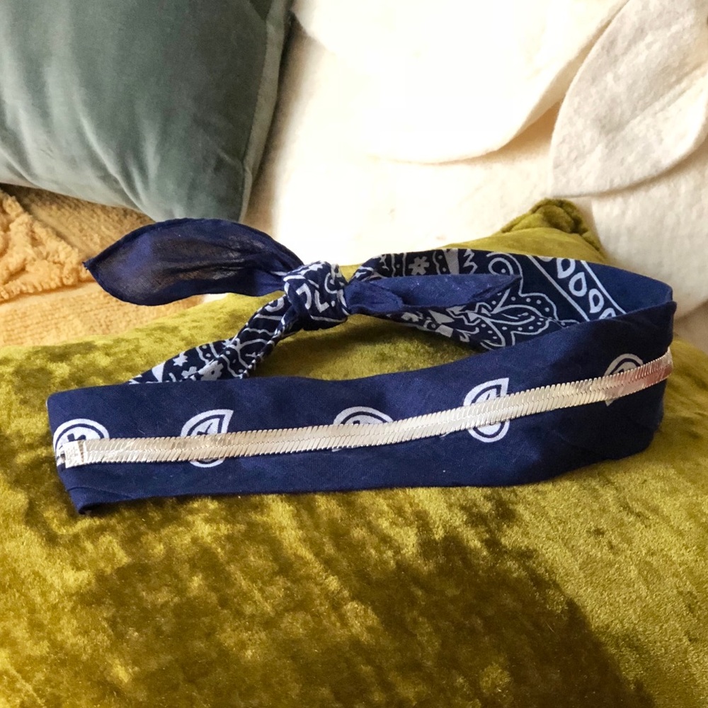 BCBG Navy Blue Paisley Headband